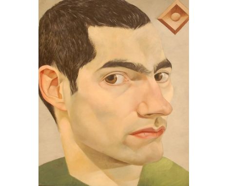 JAMES HAGUE Portrait of Marky, oil on board, 25cm by 20cm, Waterman Fine Art Ltd label on the reverse 