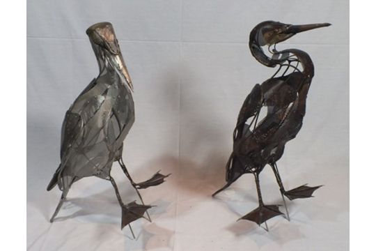 Rachel Higgins Of Warwickshire Two Sea Birds Assembled From Wire Sheet Metal And Riveted Mesh