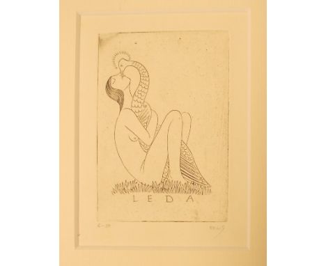 Eric Gill ARA (1882-1940) Three copper engravings i) Leda, signed lower right, numbered 6-50 ii) The Invisible Man, signed lo