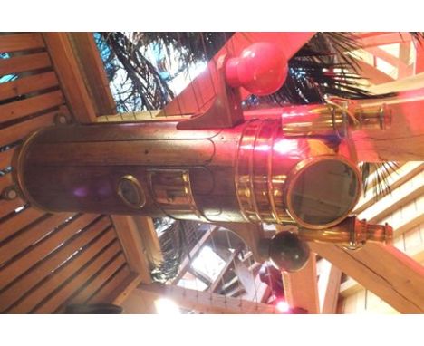 KELVIN BOTTOMLEY & BAIRD LTD. Glasgow, London & Basingstoke. A binnacle mounted compass, brass and hardwood cased, the hood f