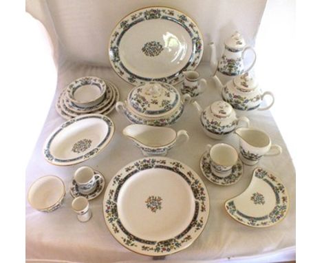 A Royal Worcester "Mayfield" pattern tea, coffee and dinner service, comprising 12 of each; coffee cans, coffee saucers, tea 
