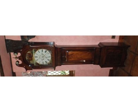 A. PATTISON, COLDSTREAM A 19th century mahogany longcase clock, the hood with swan neck pediment, brass roundels and central 