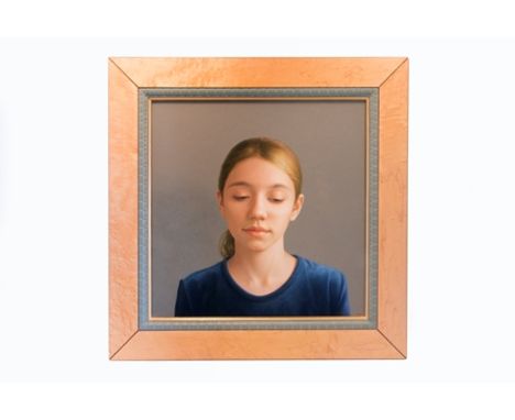 DAVID DENBY (B.1946) Portrait of Emily, oil on board, 38cm by 38cm, gallery label to reverse Watermans Fine Art Ltd, 74a Jerm