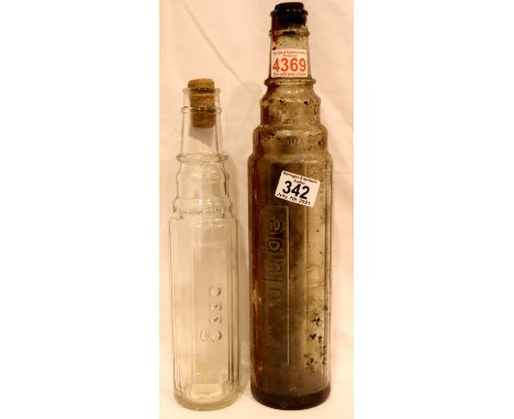 Vintage Essolube 1930s oil bottle and another. Not available for in-house P&amp;P, contact Paul O'Hea at Mailboxes on 01925 6