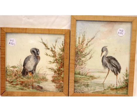 Pair of Heron framed tiles. P&P Group 3 (£25+VAT for the first lot and £5+VAT for subsequent lots)Condition Report: 14.5 x 14