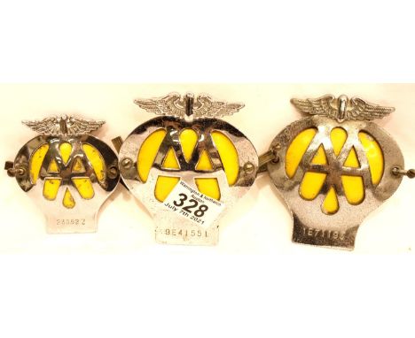 Three AA badges. P&amp;P Group 1 (£14+VAT for the first lot and £1+VAT for subsequent lots) 