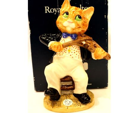 Royal Doulton limited edition figurine, Cat and The Fiddle, no 267, H: 15 cm. P&amp;P Group 1 (£14+VAT for the first lot and 