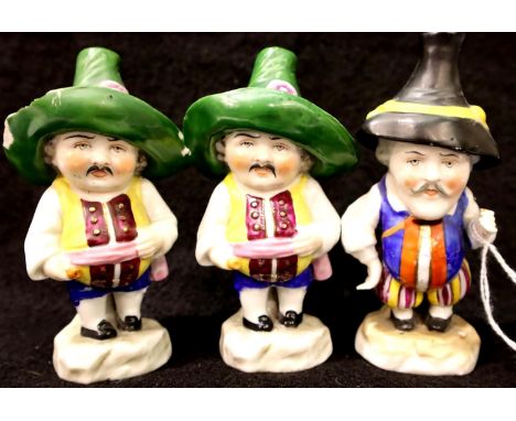 Three Mansion House dwarves with gold anchor marks  to rear, H: 12 cm. P&P Group 2 (£18+VAT for the first lot and £3+VAT for 