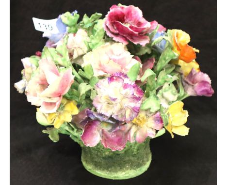 A large Crown Staffordshire ceramic Posy, with some damages, D: 25 cm. Not available for in-house P&amp;P, contact Paul O'Hea