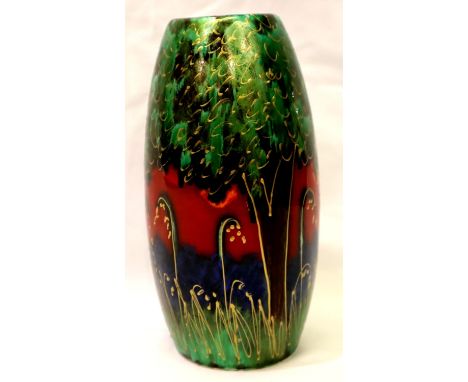 Anita Harris vase in the Bluebell Wood pattern, signed in gold, H: 17 cm. P&P Group 2 (£18+VAT for the first lot and £3+VAT f