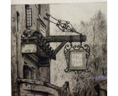 LEONARD BREWER, lithograph, A Knutsford Corner, signed in pencil, 20 x 32 cm. Not available for in-house P&amp;P, contact Pau