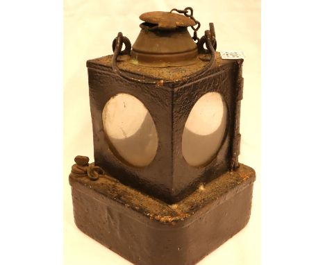 Vintage static steel lamp with burner. Not available for in-house P&amp;P, contact Paul O'Hea at Mailboxes on 01925 659133 