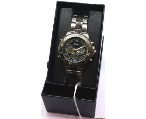 Stauer; gents stainless steel quartz chronograph wristwatch with original box and paperwork. In good working order at lotting