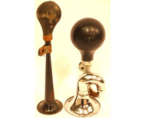 Two vintage bicycle horns. P&amp;P Group 2 (£18+VAT for the first lot and £3+VAT for subsequent lots) 