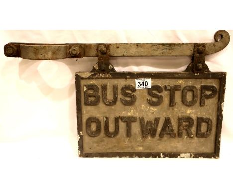 Heavy vintage bus stop sign. Not available for in-house P&amp;P, contact Paul O'Hea at Mailboxes on 01925 659133 