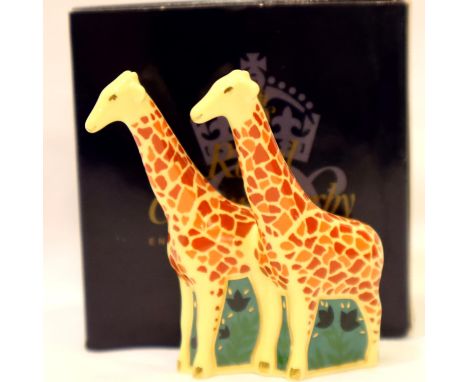 Boxed Royal Crown Derby Giraffes, H: 6 cm. P&amp;P Group 1 (£14+VAT for the first lot and £1+VAT for subsequent lots) 