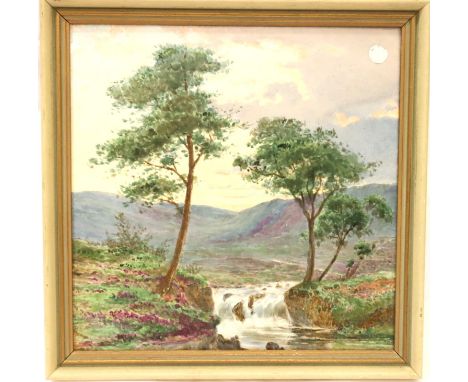 Framed Spode tile, Country Stream, size 22 x 22 cm. P&amp;P Group 3 (£25+VAT for the first lot and £5+VAT for subsequent lots