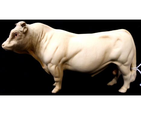 Beswick ceramic Charolais bull, matt finish and double stamped to hooves. P&amp;P Group 2 (£18+VAT for the first lot and £3+V