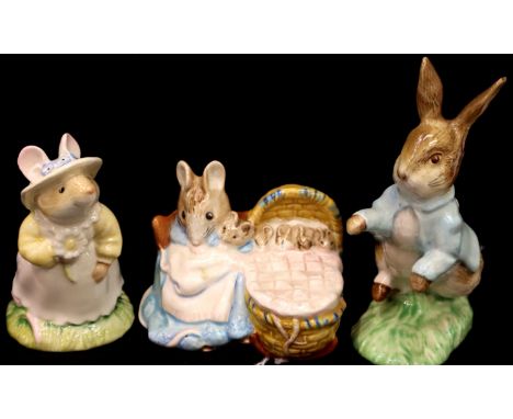 Royal Doulton and Royal Albert ceramic Beatrix Potter figures to include Peter Rabbit, Primrose Dormouse and Muncho Muncho. P