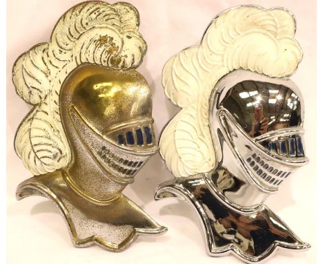 Two metal knight car badges, H: 16 cm. P&amp;P Group 1 (£14+VAT for the first lot and £1+VAT for subsequent lots) 
