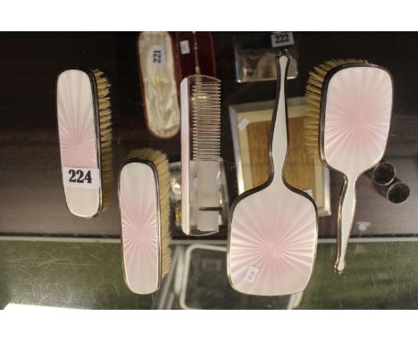 5 Piece Enamel backed dressing table set London 1900 