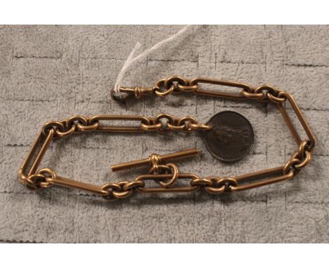 Gents 9ct Gold watch chain with 59g total weight with 19thC Coin 