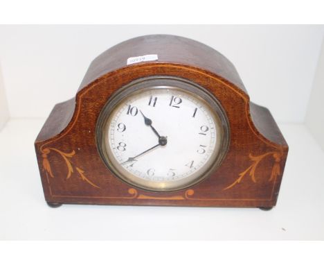 Edwardian Inlaid Mantel clock with numeral dial Duverdry &amp; Bloquel 