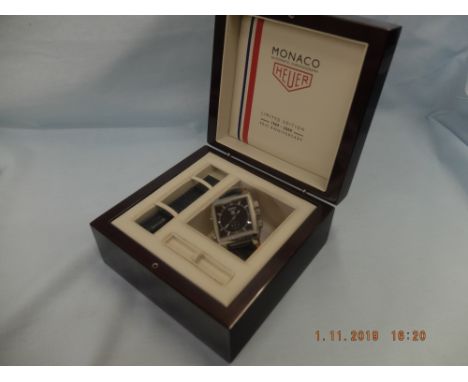 A Tag Heur limited edition Monaco Sixty Nine flip watch with both automatic mechanical and quartz digital dials (untested)