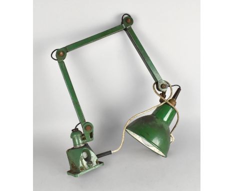 A Vintage Green Enamel Industrial Anglepoise Work Light 