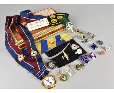 A Collection of Various Vintage Enamelled Lapel Badges to Include Silver and Enamel Shropshire President A.A.C Badge, Scouts,