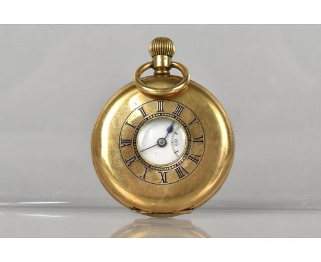 An Elgin Gold Plated Half Hunter Pocket Watch with Swiss Movement, the Enamel Face with Arabic Numerals, Missing Secondary Su