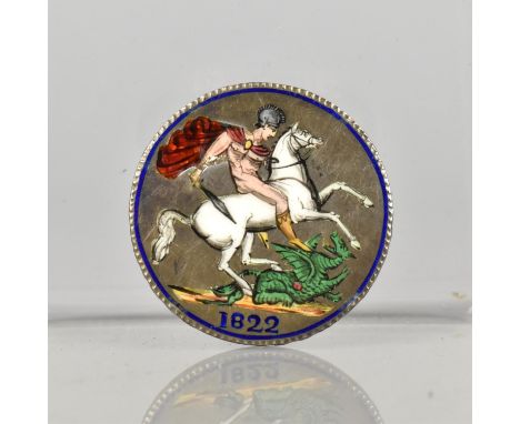 A Silver and Enamel Georgian Crown Brooch, 1822 