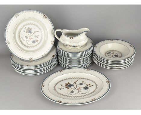 Royal Worcester Old Colony Dinner Service to Comprise Eleven Large Plates, Eight Bowls, Nineteen Small Plates and a Platter 