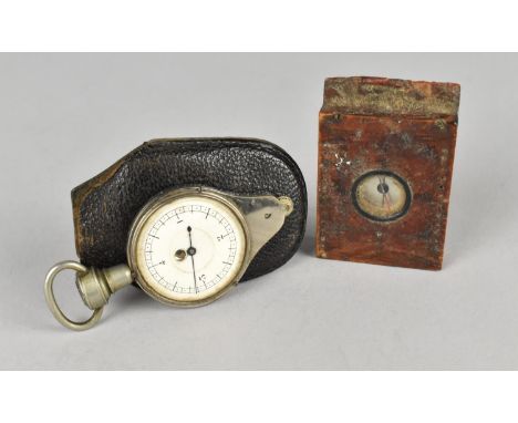 A Miniature Wooden Cased Chinese Compass and a Henri Chatelain Map Distance Reader 