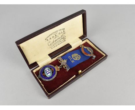 A Silver and Enamel R.A.O.B Jewel by Cashmore &amp; Co., Justice, Truth &amp; Philanthropy, Presented to Bro L.S.E Hine 1926 
