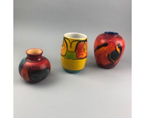 SIX VARIOUS SMALL POOLE POTTERY VASES, the tallest vase 15cm high (6)