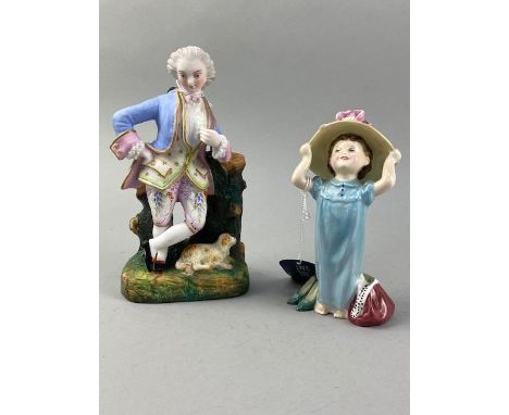 ROYAL DOULTON FIGURE OF 'MAKE BELIEVE', HN 2226, 15cm high, along with a hand painted vase with floral decoration and three c