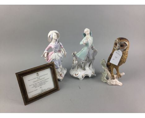 ROYAL WORCESTER FIGURE OF 'INNOCENCE', 24cm high, along with a Royal Worcester figure of 'Dilletante' with certificate, a Goe