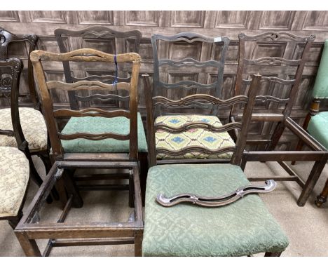 FIVE 19TH CENTURY MAHOGANY LADDER BACKED DINING CHAIRS AND TWO OTHER CHAIRS (7)