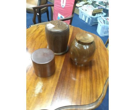 20TH CENTURY TEA CADDY, along with two others (3)