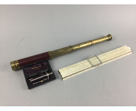 THREE DRAW TELESCOPE, along with engineer instruments and vintage razors