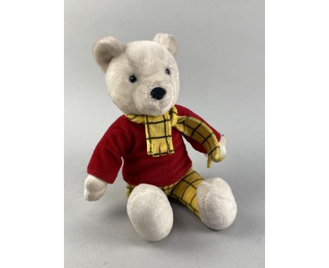 STEIFF RUPERT TEDDY BEAR, with tag to ear, in full outfit, along with a collection of other teddy bears, including vintage an