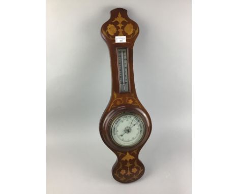 EDWARDIAN WHEEL BAROMETER WITH THERMOMETER