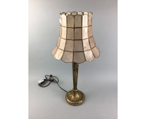 GILT TABLE LAMP, with an opaque shade