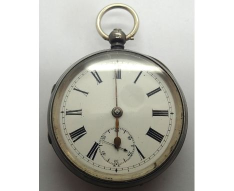 English key wind silver cased open face pocket watch going barrel movement, compensated balance, with key, working at lotting