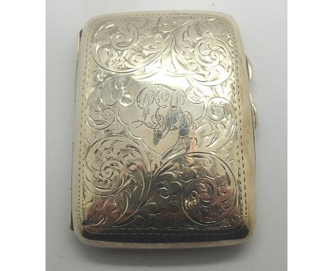 Hallmarked silver cigarette case, Birmingham assay, 55g, external size: 80mm x 60mm. P&amp;P Group 1 (£14+VAT for the first l