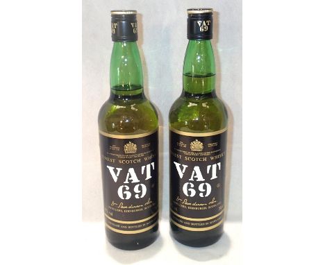 Two bottles of Vat 69 Scotch whisky. P&amp;P Group 3 (£25+VAT for the first lot and £5+VAT for subsequent lots) 