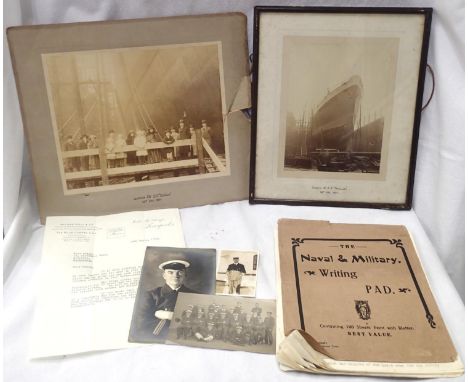 Photograph of the 1920 launch of the SS Troilus at Birkenhead and a long letter from an offices of the maiden voyage of SS Ty