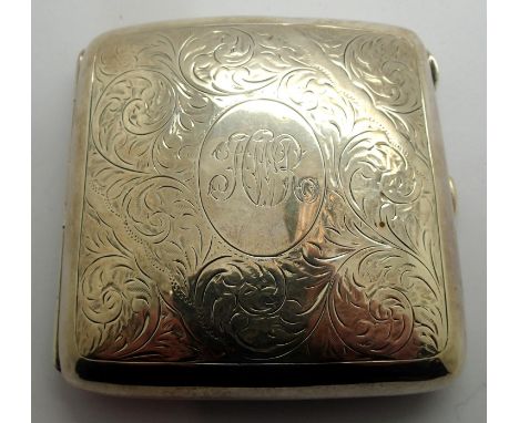 Hallmarked silver cigarette case, Chester assay, 75 x 80 mm, 95g. P&amp;P Group 1 (£14+VAT for the first lot and £1+VAT for s