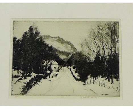 John MacDonald Aiken, RSA, (1880-1961), The Pan at Ballater, Etching, Signed in pencil with a gallery label verso, In a glaze